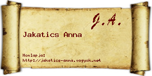 Jakatics Anna névjegykártya